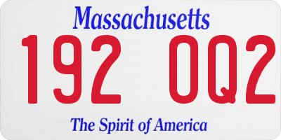 MA license plate 192OQ2