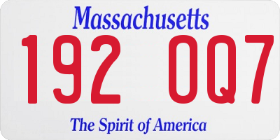 MA license plate 192OQ7