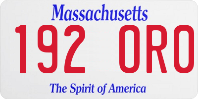 MA license plate 192OR0