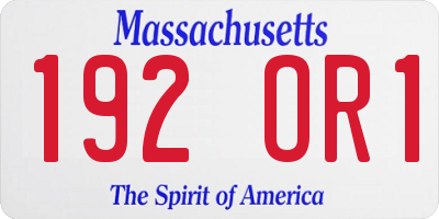 MA license plate 192OR1