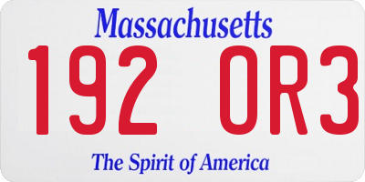 MA license plate 192OR3