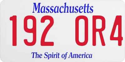 MA license plate 192OR4