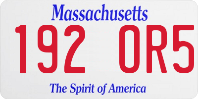 MA license plate 192OR5