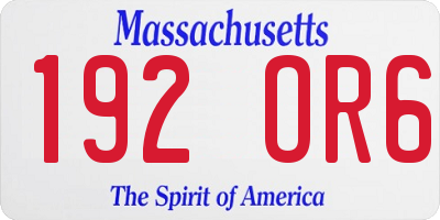 MA license plate 192OR6