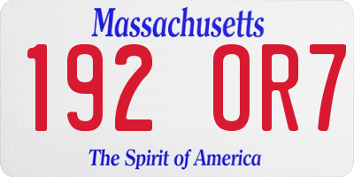 MA license plate 192OR7