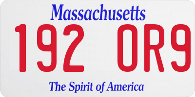 MA license plate 192OR9