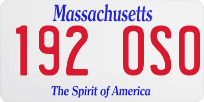 MA license plate 192OS0