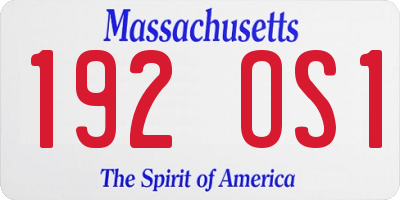MA license plate 192OS1