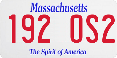 MA license plate 192OS2
