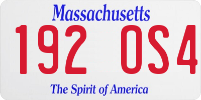 MA license plate 192OS4