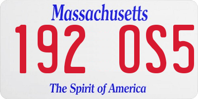 MA license plate 192OS5
