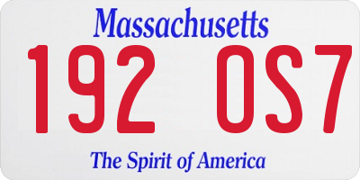 MA license plate 192OS7