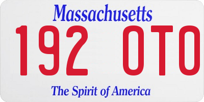 MA license plate 192OT0