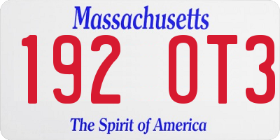 MA license plate 192OT3
