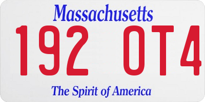 MA license plate 192OT4