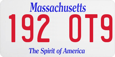 MA license plate 192OT9