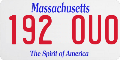 MA license plate 192OU0