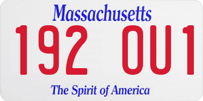 MA license plate 192OU1