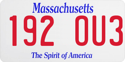 MA license plate 192OU3