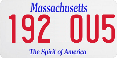 MA license plate 192OU5