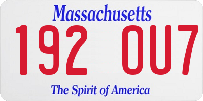 MA license plate 192OU7