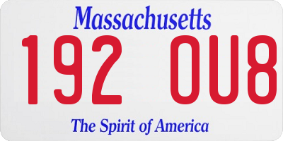 MA license plate 192OU8