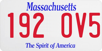 MA license plate 192OV5