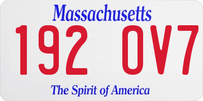 MA license plate 192OV7