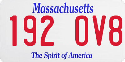 MA license plate 192OV8