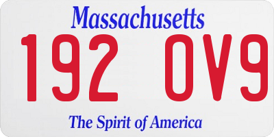 MA license plate 192OV9