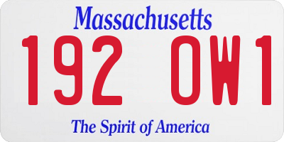 MA license plate 192OW1