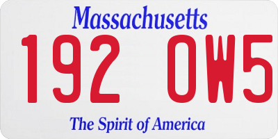 MA license plate 192OW5