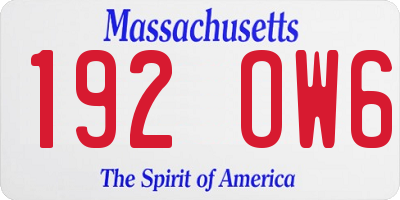 MA license plate 192OW6