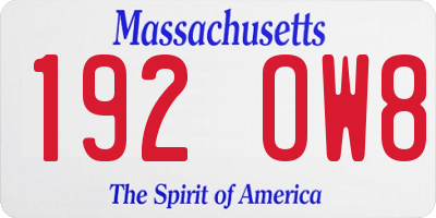 MA license plate 192OW8