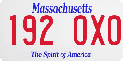 MA license plate 192OX0