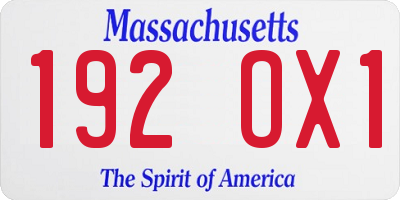 MA license plate 192OX1