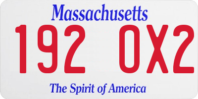 MA license plate 192OX2
