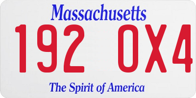 MA license plate 192OX4