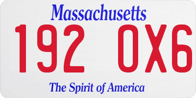 MA license plate 192OX6
