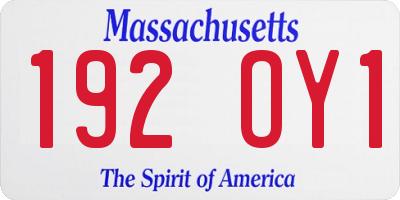 MA license plate 192OY1