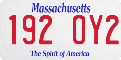 MA license plate 192OY2