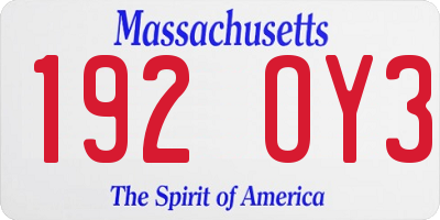 MA license plate 192OY3