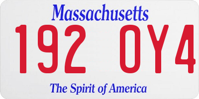 MA license plate 192OY4