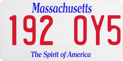 MA license plate 192OY5