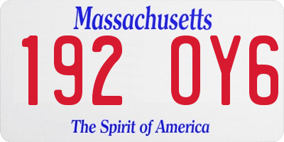MA license plate 192OY6