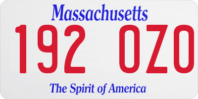 MA license plate 192OZ0