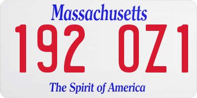 MA license plate 192OZ1