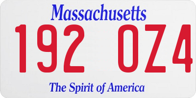 MA license plate 192OZ4