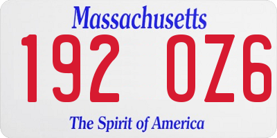 MA license plate 192OZ6