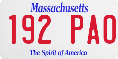 MA license plate 192PA0